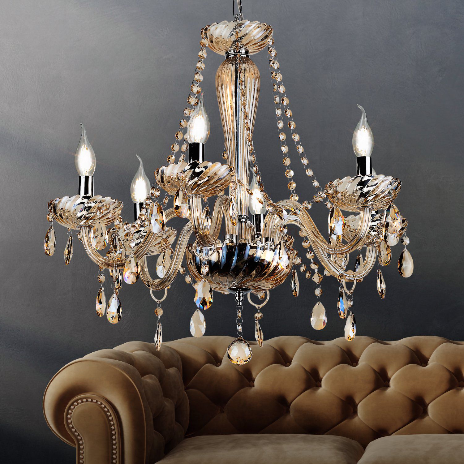 Люстра Rivoli Giocoso 1007-206 6 x E14 40 Вт хрусталь классика