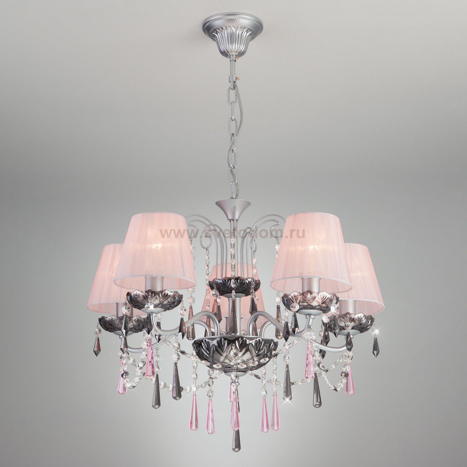 Светильник Eurosvet 10086/5 серебро/дымчатый хрусталь Strotskis