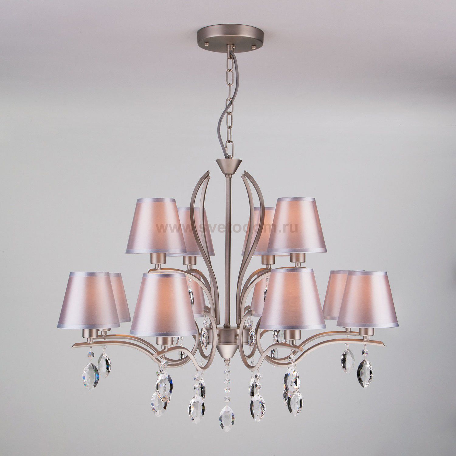 Светильник Eurosvet 10089/12 сатин-никель/прозрачный хрусталь Strotskis