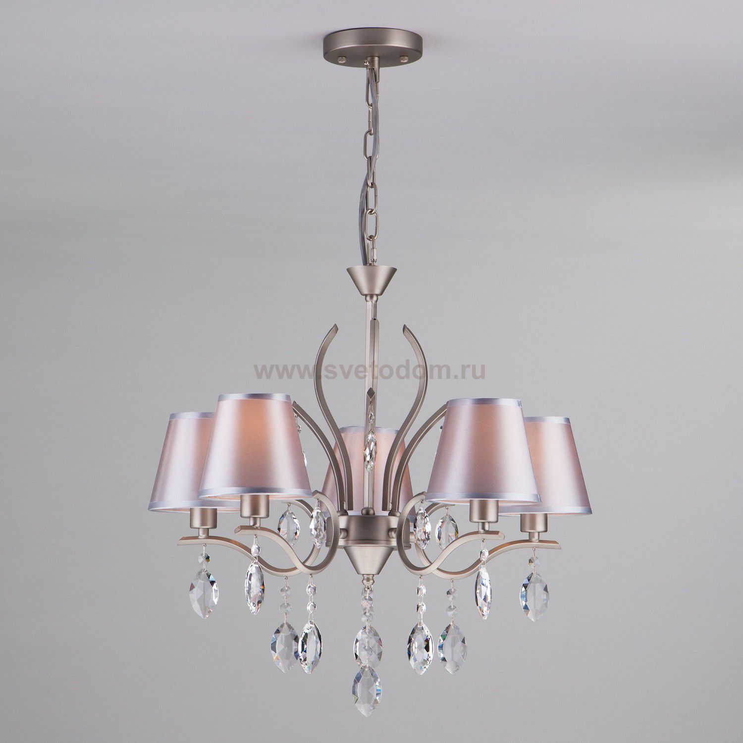 Светильник Eurosvet 10089/5 сатин-никель/прозрачный хрусталь Strotskis