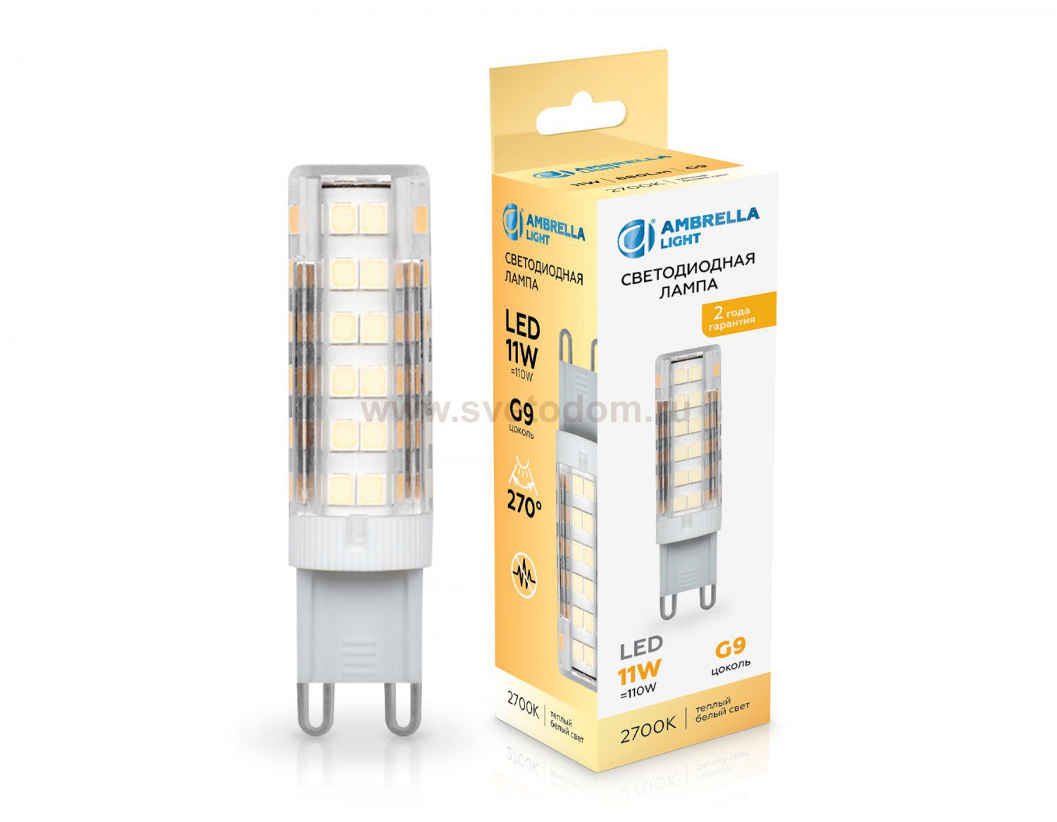 Светодиодная лампа G9 11W 2700K Ambrella 101103 LED G9 11W 2700K 220-240V