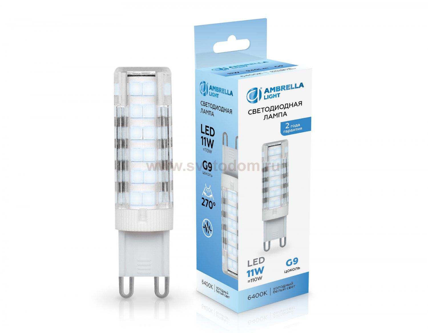 Светодиодная лампа G9 11W 6400K Ambrella 101106 LED G9 11W 6400K 220-240V