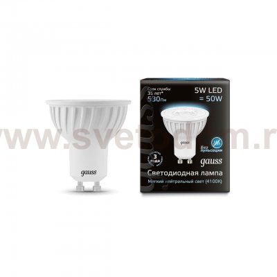 Лампа Gauss LED MR16 GU10 5W 530lm 4100K (101506205)