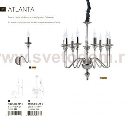 Светильник бра Divinare 1021/02 AP-1 ATLANTA