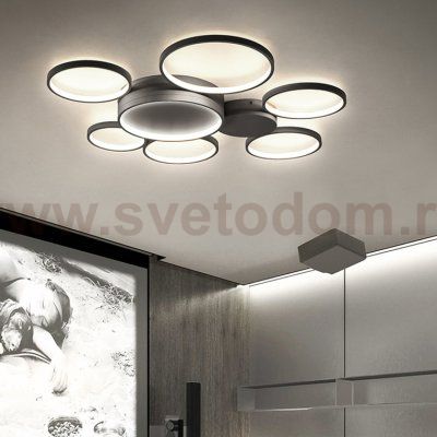Потолочная люстра в виде колец TWINE 7 rings Black ImperiumLoft 102161-26