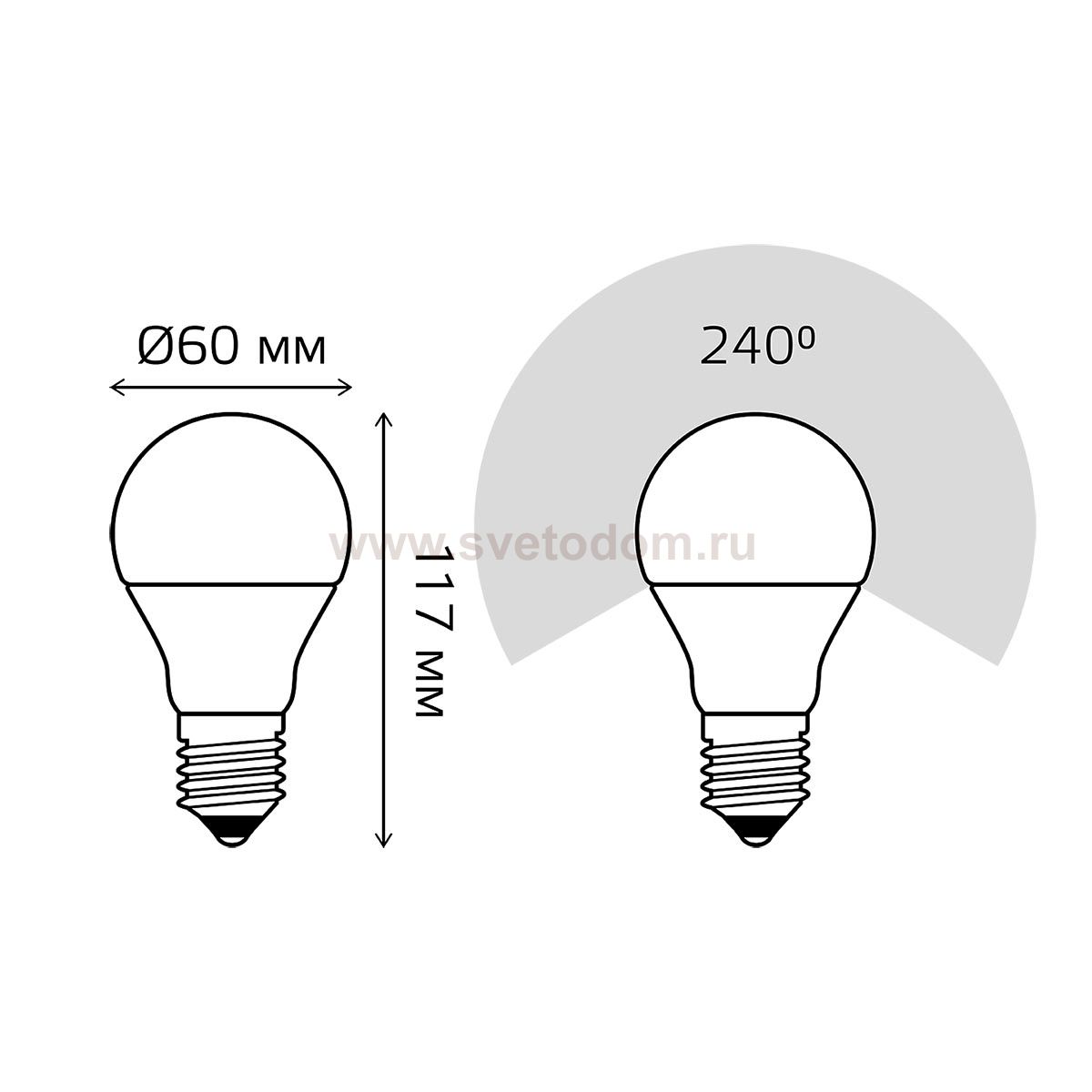 Лампа Gauss A60 12W 1140lm 3000K Е27 шаг. диммирование LED (102502112-S)