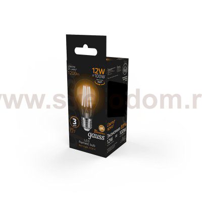 Лампа Gauss Filament А60 12W 1200lm 2700К Е27 LED (102902112)