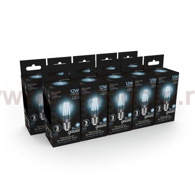 Лампа Gauss Filament А60 12W 1250lm 4100К Е27 LED (102902212)