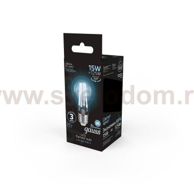 Лампа Gauss Filament А60 15W 1450lm 4100К Е27 LED (102902215)