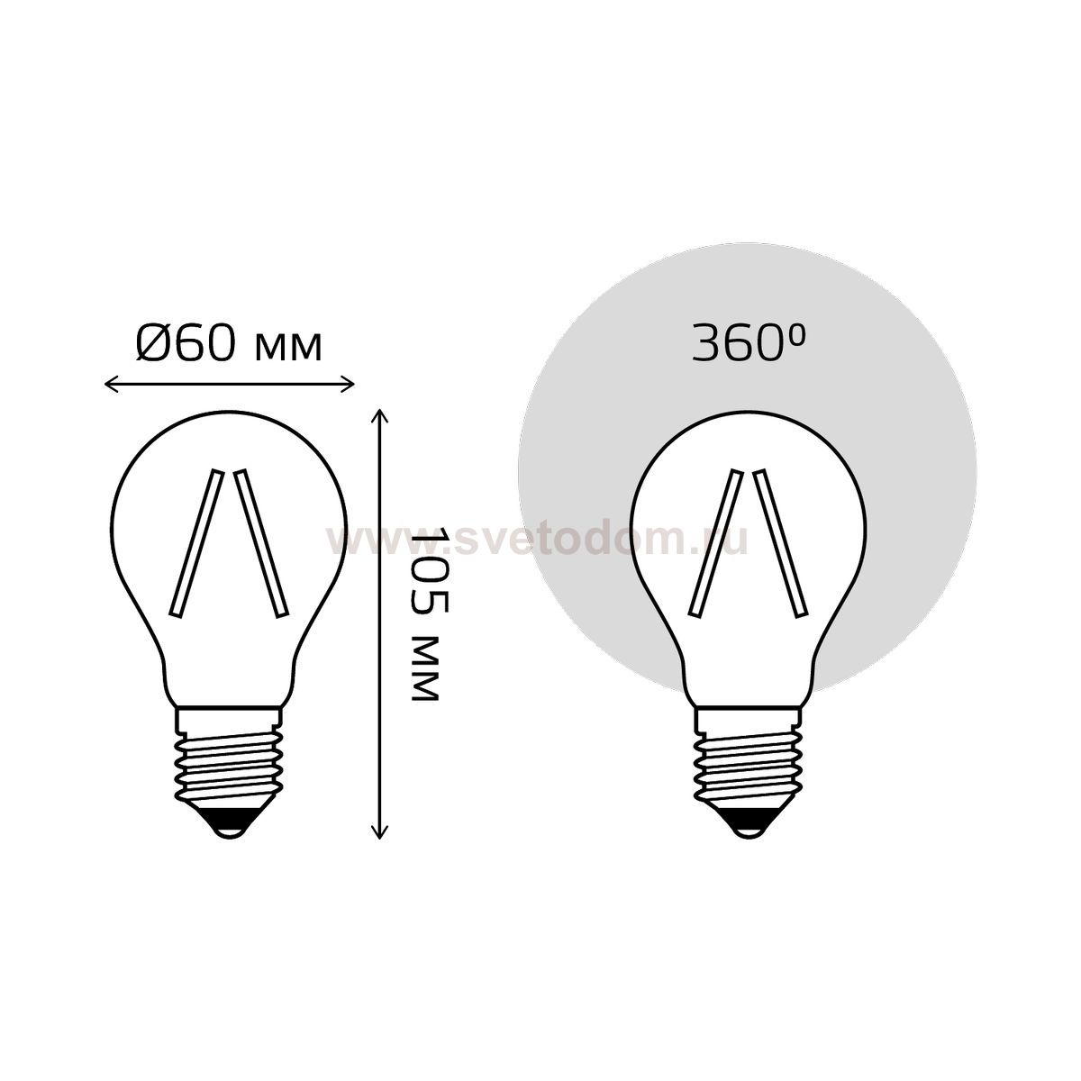 Лампа Gauss Filament А60 15W 1450lm 4100К Е27 LED (102902215)