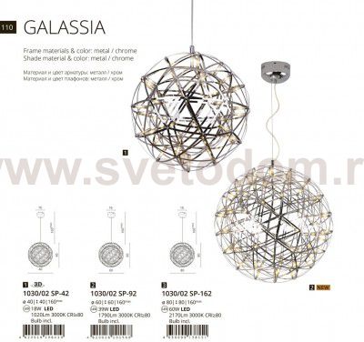 Подвесной светильник шар 800мм Divinare 1030/02 SP-162 GALASSIA