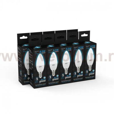 Лампа Gauss Свеча 6.5W 550lm 6500К E14 LED