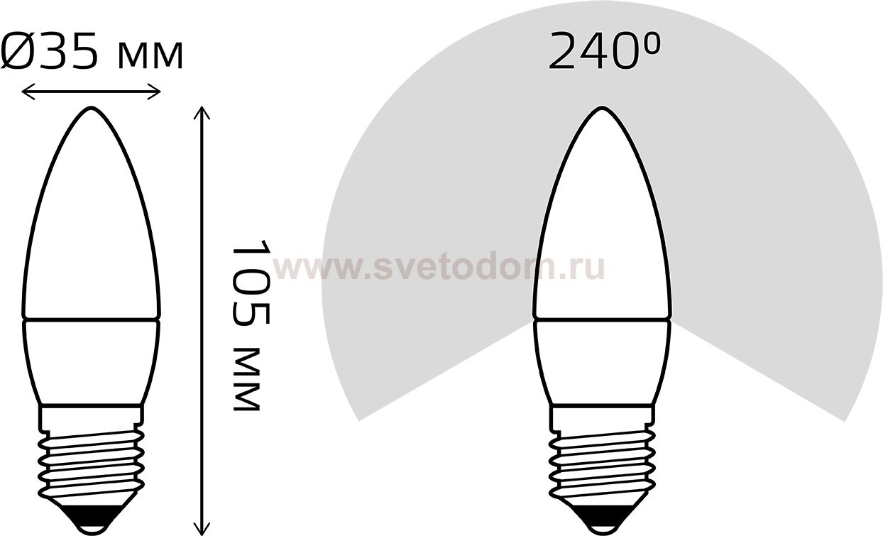 Лампа Gauss Свеча 6.5W 550lm 6500К E27 LED