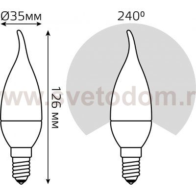 Лампа Gauss Свеча на ветру 6.5W 550lm 6500K E14 LED