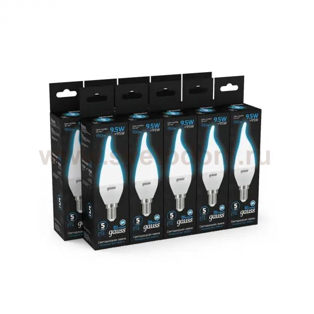 Лампа Gauss Свеча на ветру 9.5W 950lm 6500K E14 LED