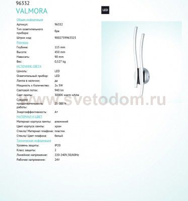 Светодиодное бра Eglo 96332 VALMORA