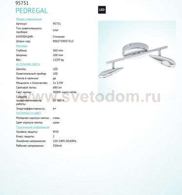 Светодиодный спот Eglo 95751 PEDREGAL