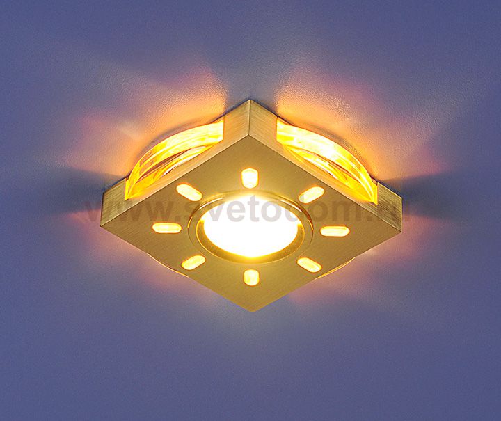 Встраиваемый светильник со светодиодами Elektrostandard 1051 золото / желтая подсветка (GD/YL/Led)