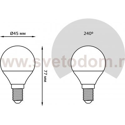 Лампа Gauss Шар 9.5W 950lm 6500K E14 LED