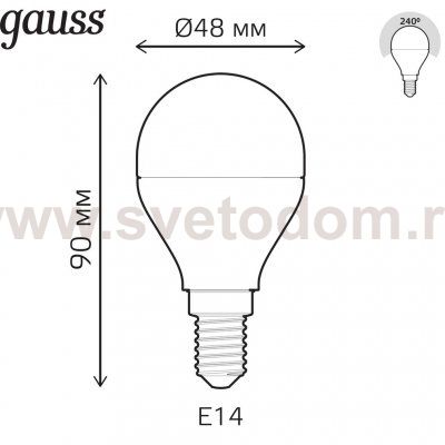Лампа Gauss Шар 6W E14 RGBW+димирование LED (105101406)