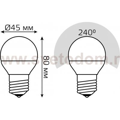 Лампа Gauss Шар 6.5W 550lm 6500K E27 LED