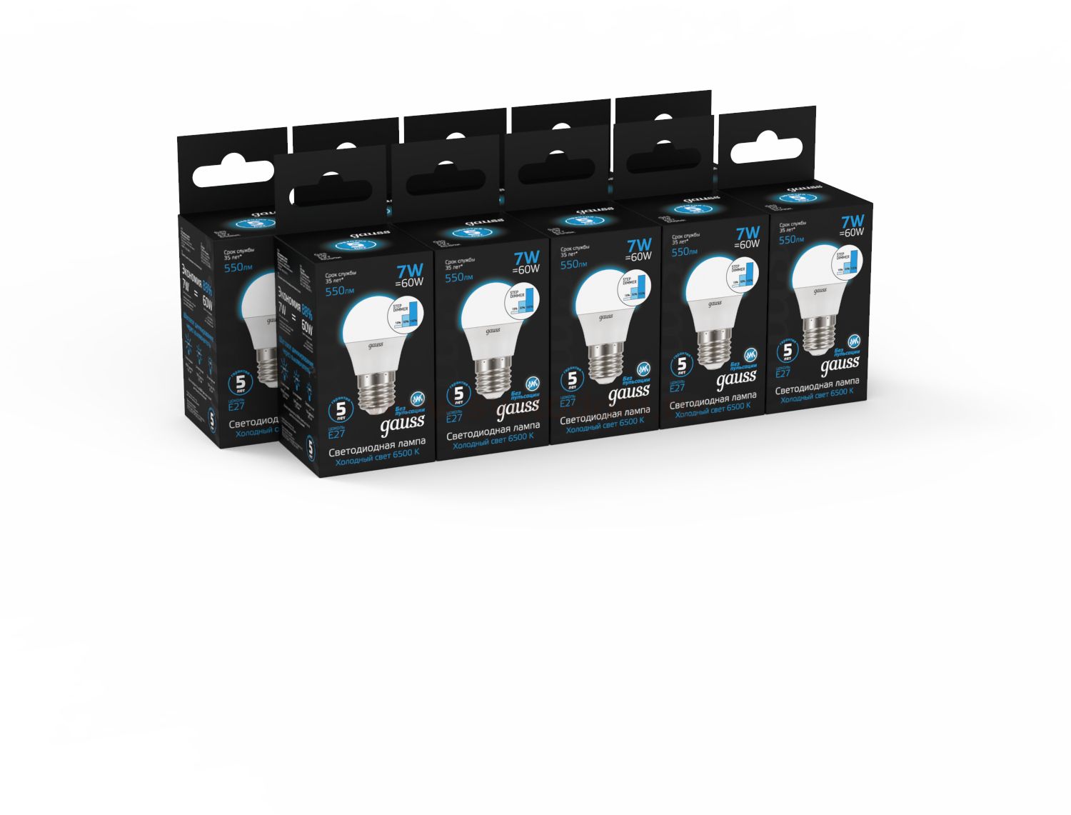 Лампа Gauss Шар 6.5W 550lm 6500K E27 LED