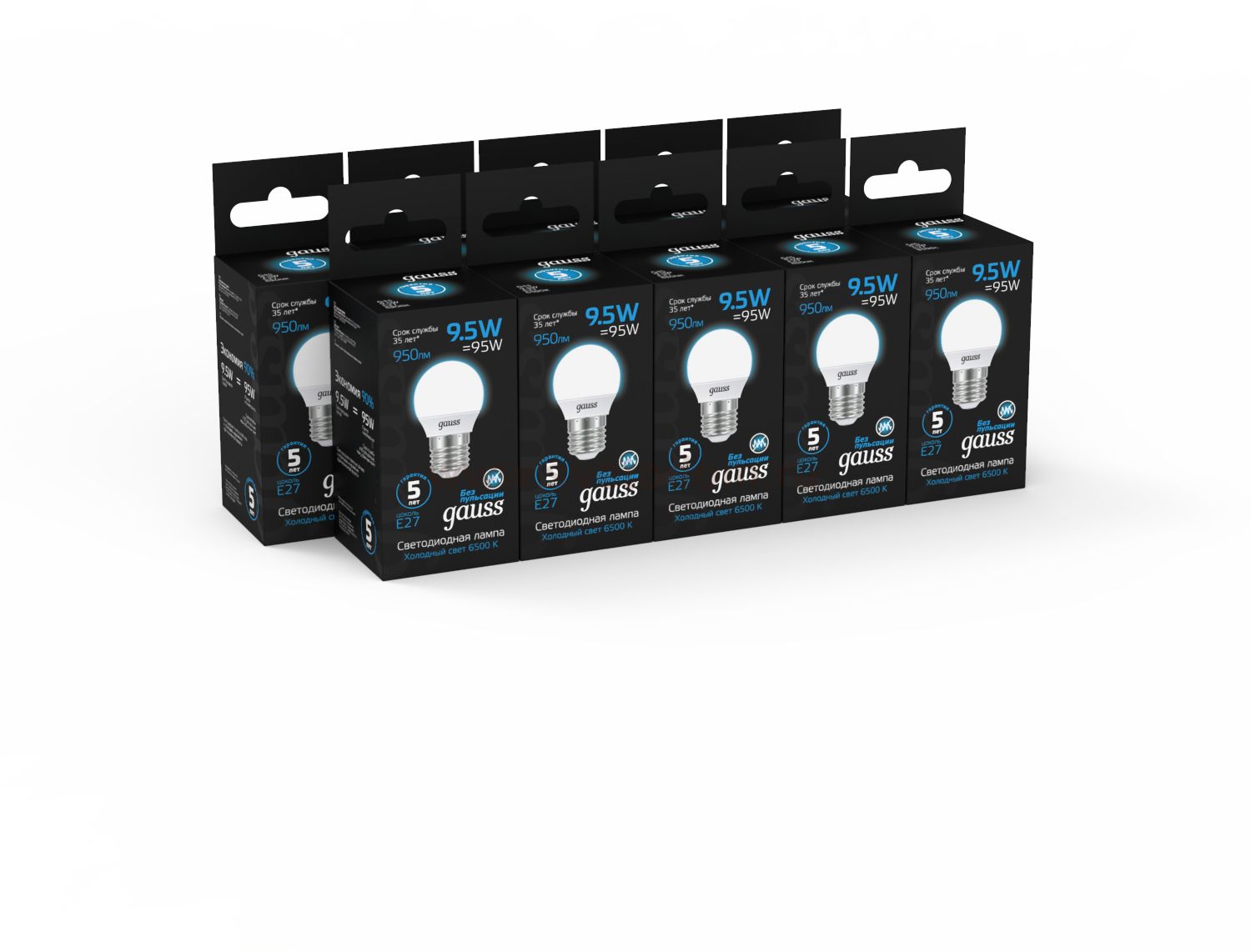 Лампа Gauss Шар 9.5W 950lm 6500K E27 LED