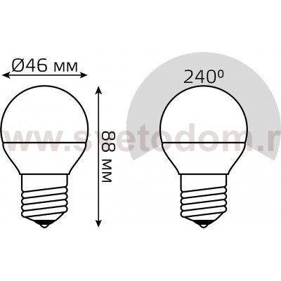 Лампа Gauss Шар G45 6W E27 RGBW+димирование LED