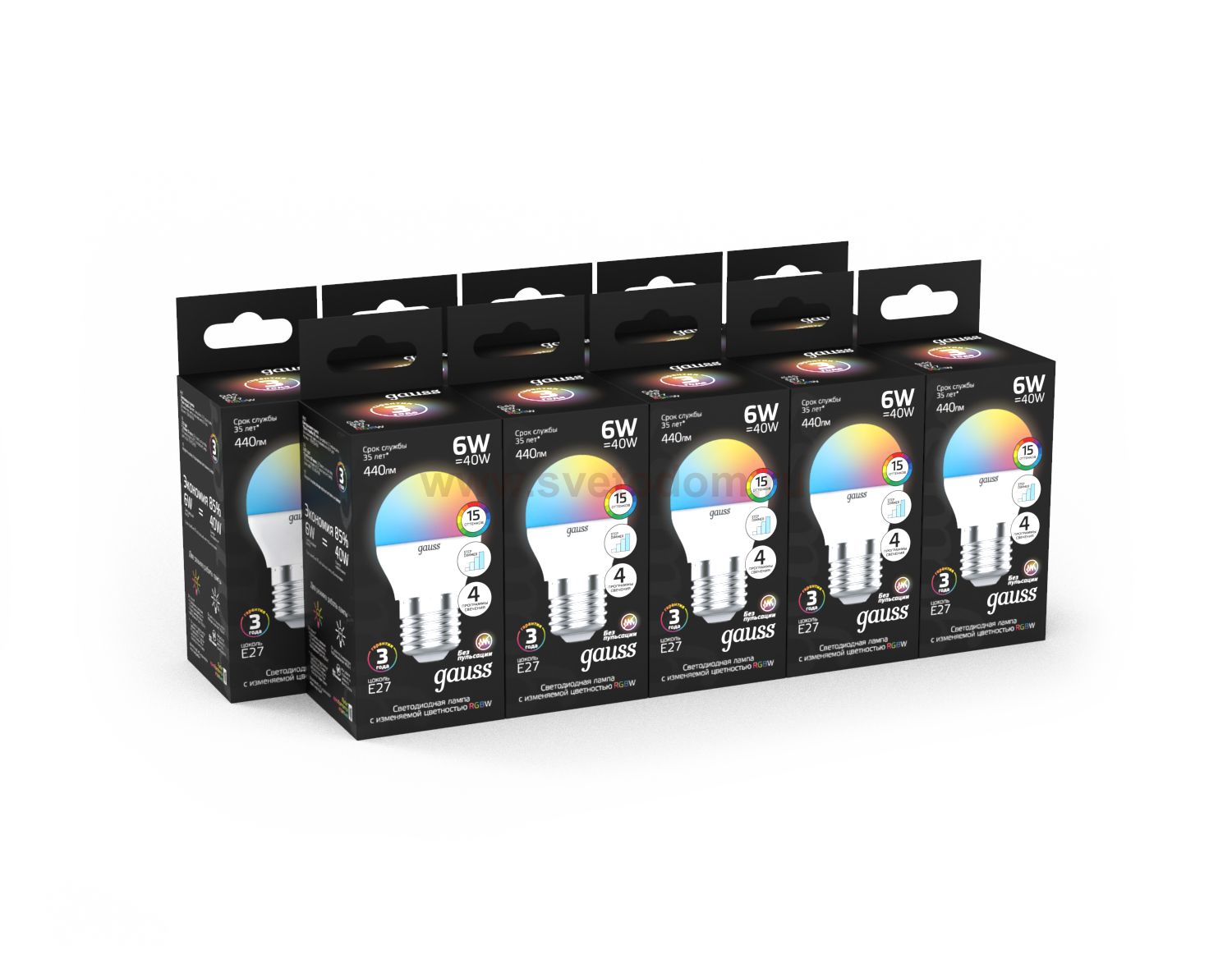 Лампа Gauss Шар G45 6W E27 RGBW+димирование LED
