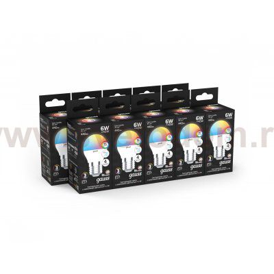 Лампа Gauss Шар G45 6W E27 RGBW+димирование LED