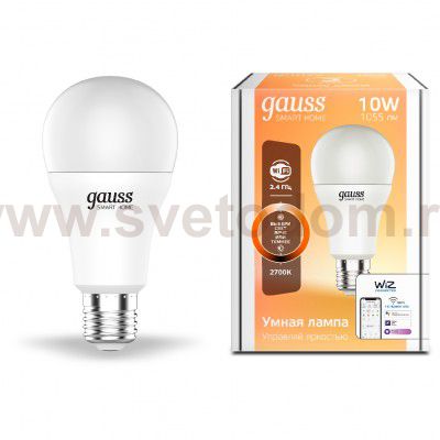 Умная лампа Gauss Smart A60 10W 1055lm 2700К E27 LED (1070112)