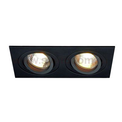 SLV 113482 NEW TRIA II MR16 Downlight, rechteckig, mattschwarz, max. 2x50W, inkl. Clipfedern