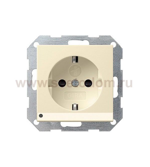 Gira S-55 Крем глянц Розетка с/з с защитой и индикацией напряжения (G117001)