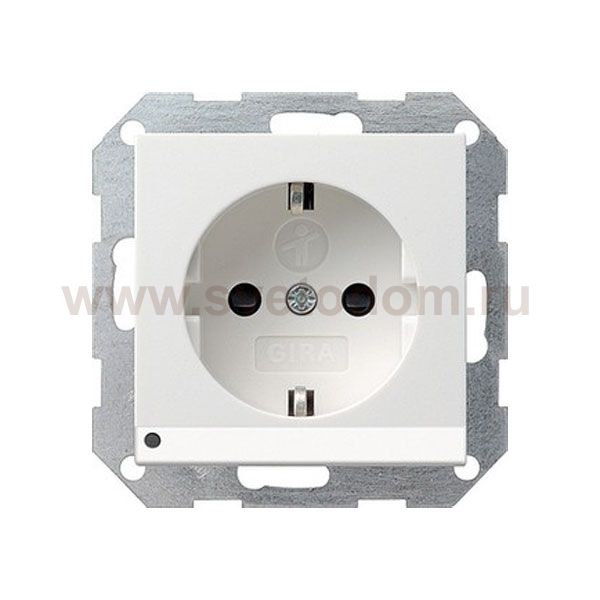 Gira S-55 Бел глянц Розетка с/з с защитой и индикацией напряжения (G117003)