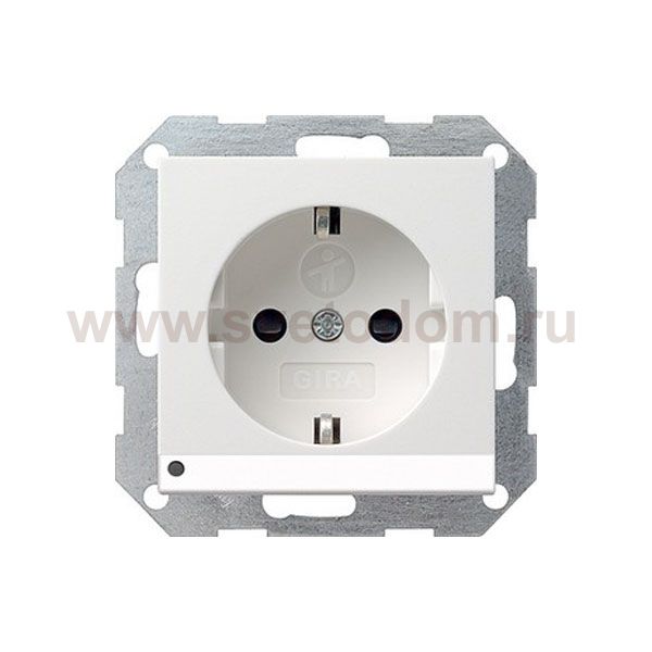 Gira S-55 Бел Розетка с/з с защитой и индикацией напряжения (G117027)