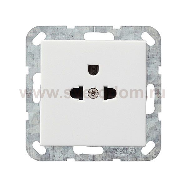 Gira S-55 Бел глянц Розетка с/з с защитой и индикацией напряжения (G11703)
