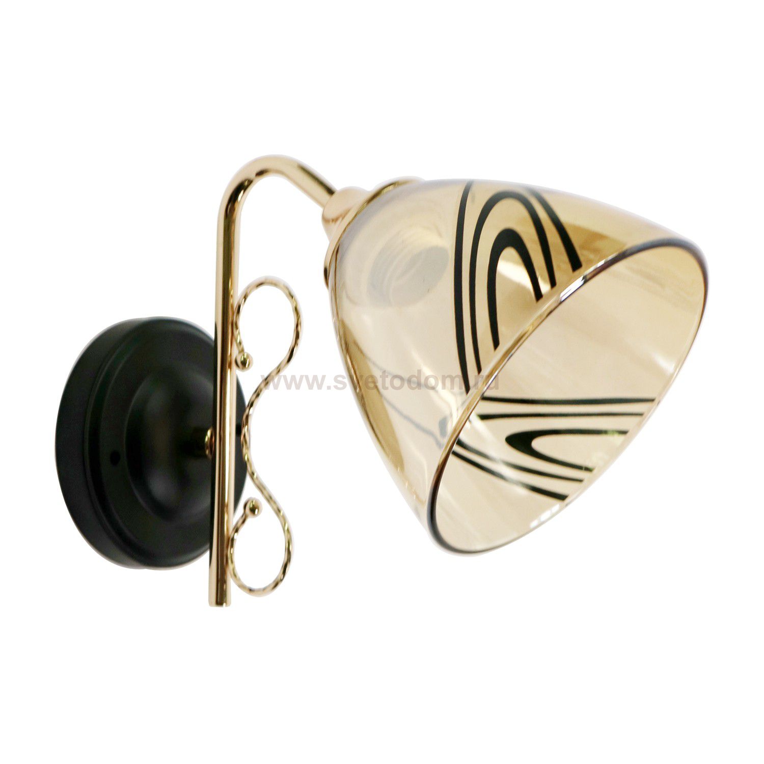 Светильник бра классическое Экономсвет 12098/1wBK+FG AMB+BK