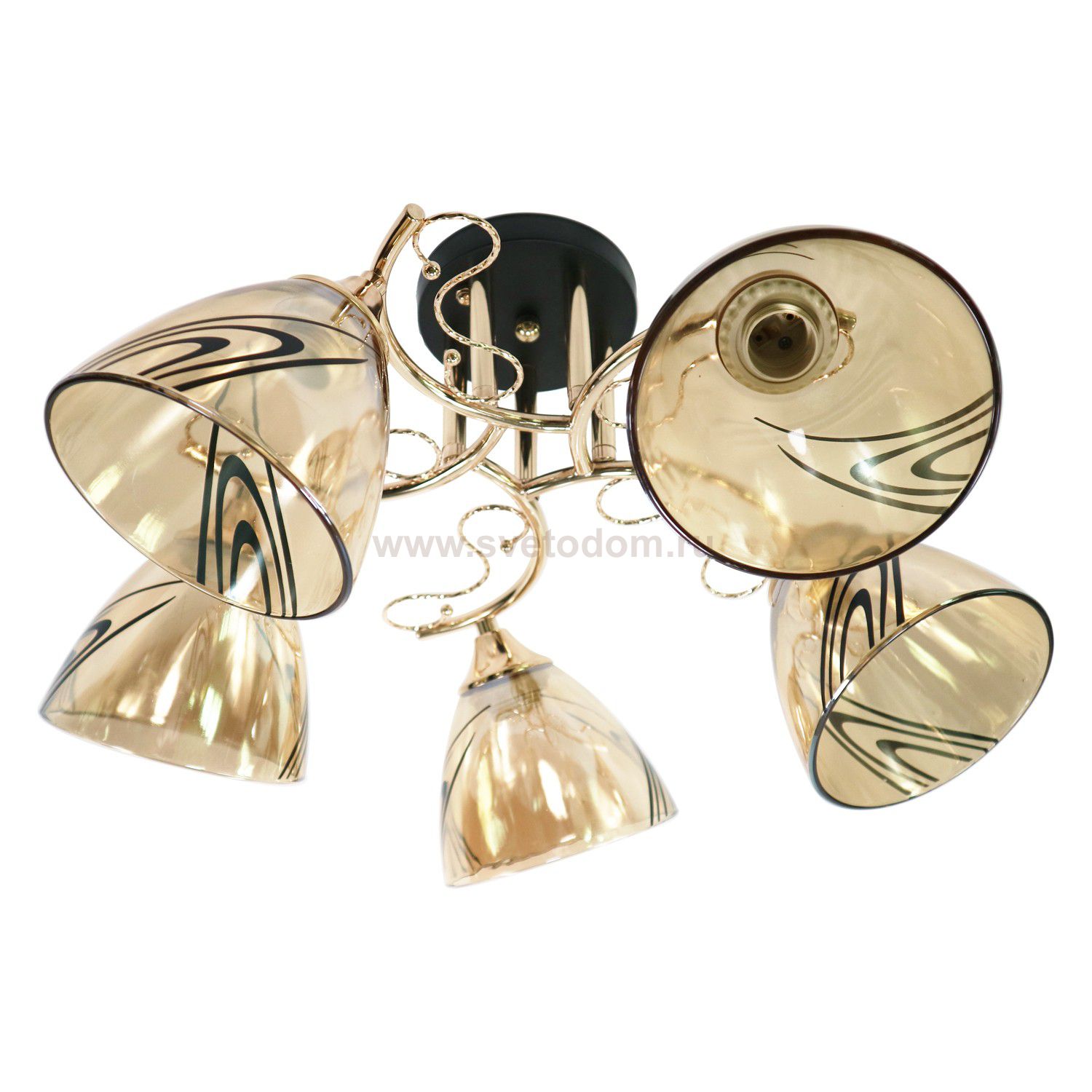 Люстра классическая Экономсвет 12098/5BK+FG AMB+BK