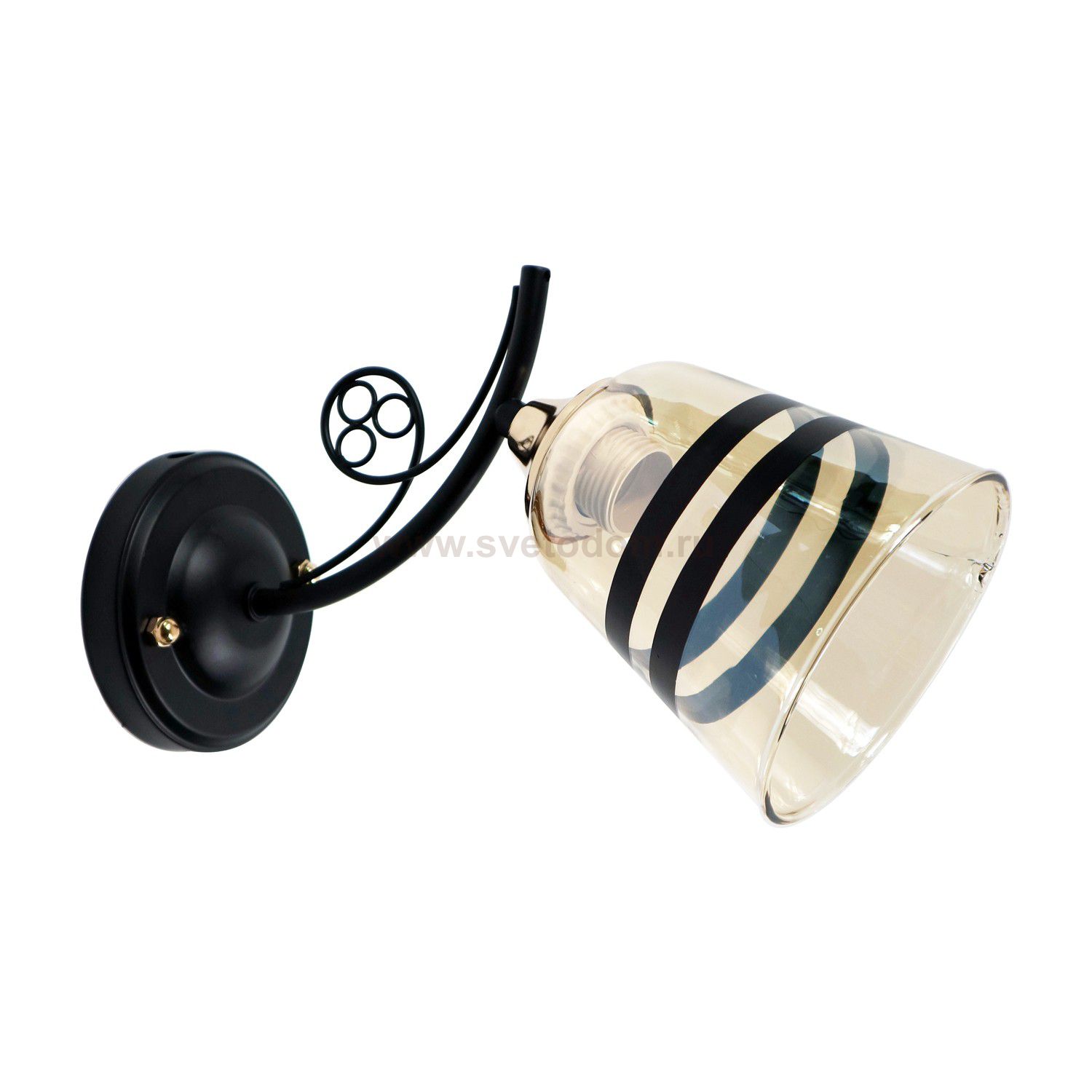 Светильник бра классическое Экономсвет 12105/1wBK+FG AMB+BK