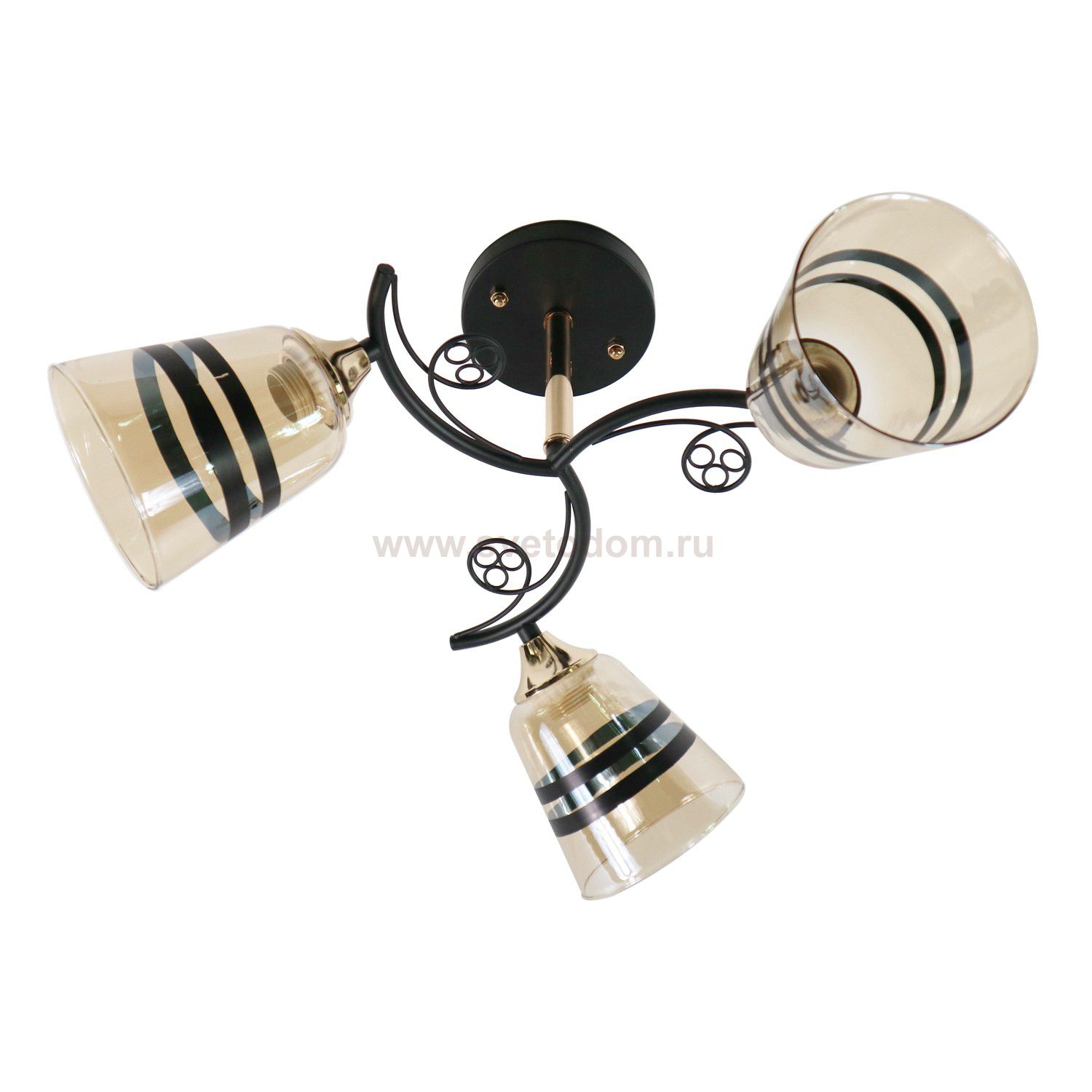 Люстра классическая Экономсвет 12105/3BK+FG AMB+BK