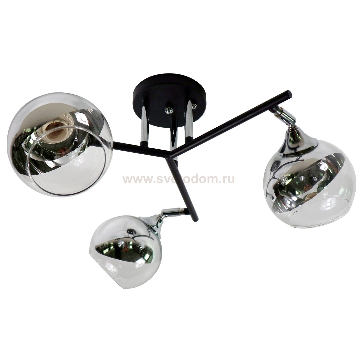 Люстра в стиле модерн Экономсвет 12107/3BK+CR CR+CL