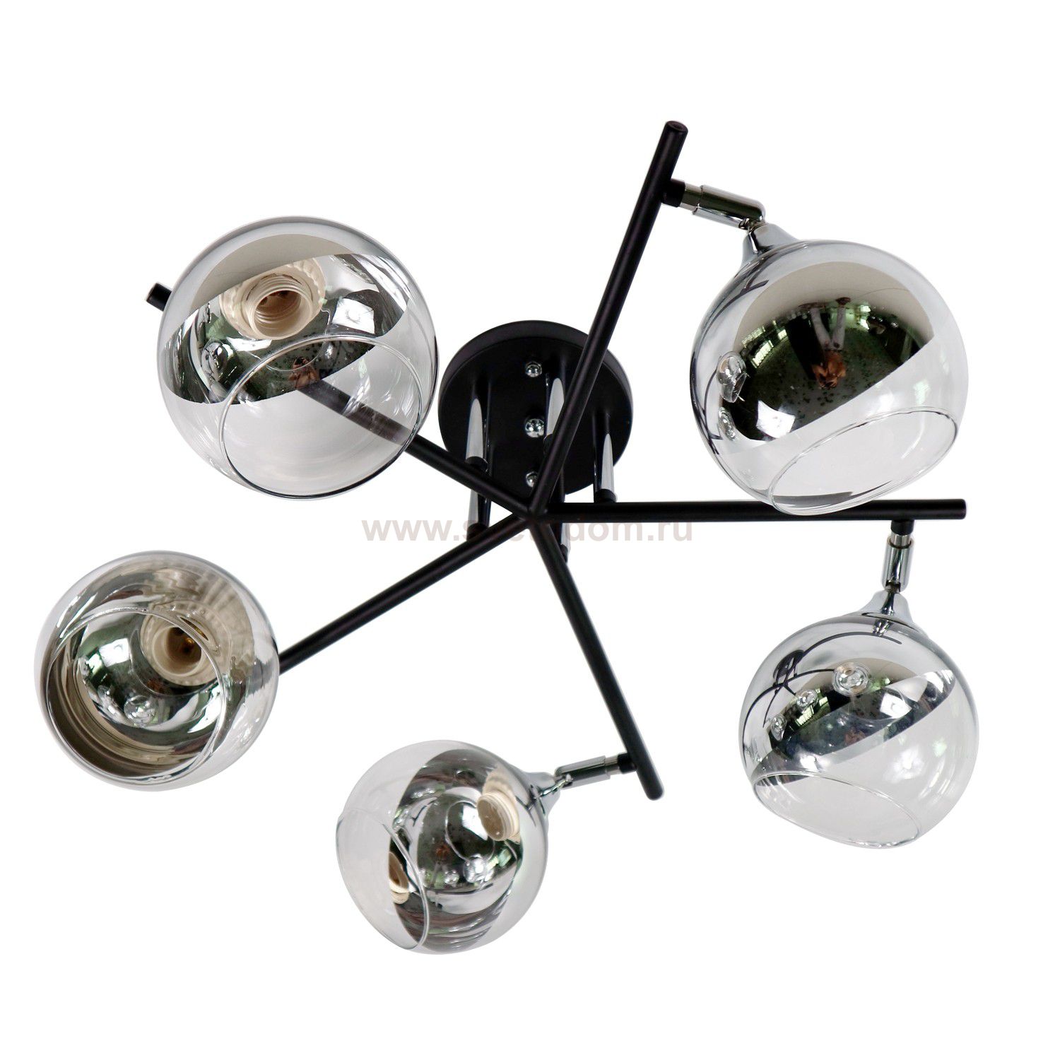 Люстра в стиле модерн Экономсвет 12107/5BK+CR CR+CL