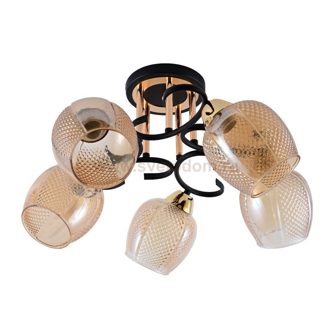 Люстра эконом 12164/5MBK+GD BR ЭкономСвет