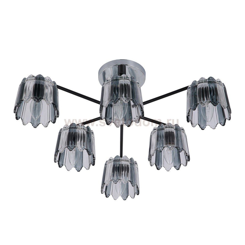 Люстра в стиле модерн 12219/6CR+BK BK+CL ЭкономСвет