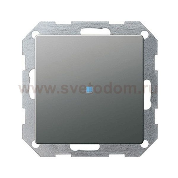 Gira E22 Сталь Выключатель 1-клавишный 2-х полюсный (G12220)