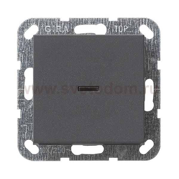 Gira S-55 Антрацит Выключатель 1-клав 2-х пол c подсв нажимной в сборе с клавишей (клав с самовозвр) (G12228)