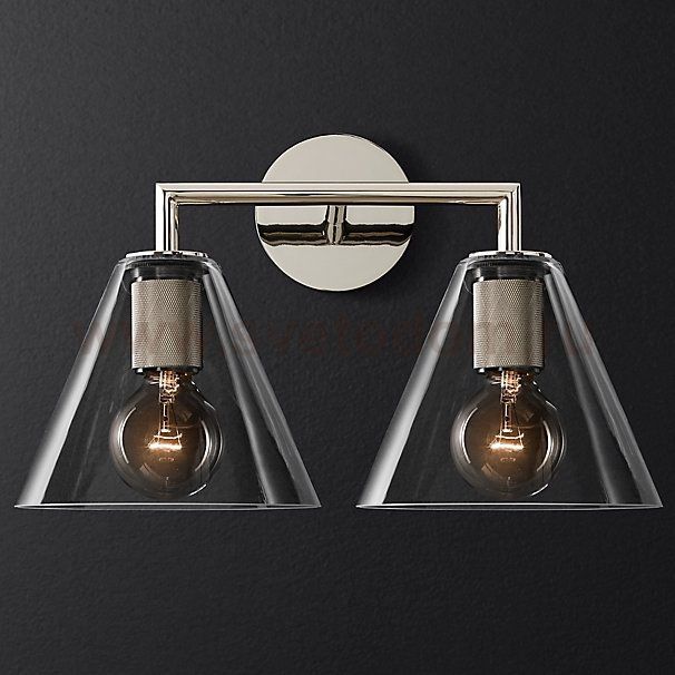 Бра RH Utilitaire Funnel Shade Double Sconce Silver ImperiumLoft 123268-22