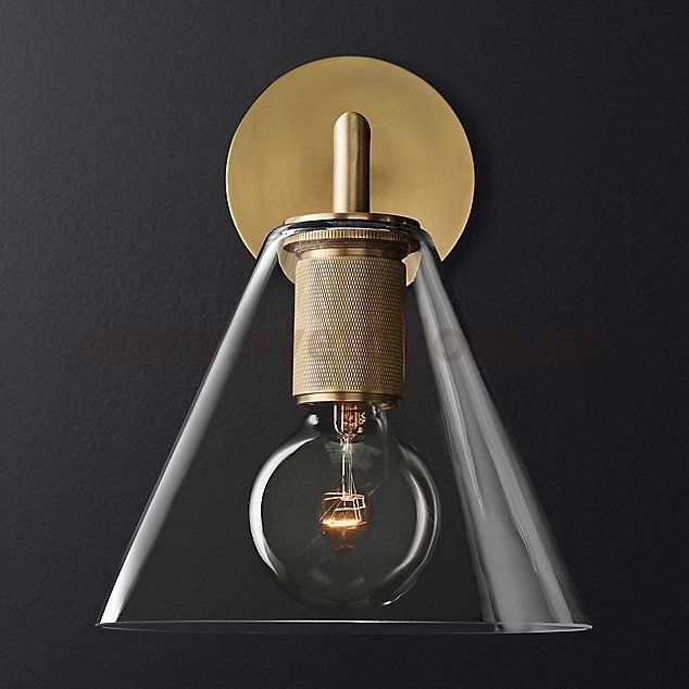 Бра RH Utilitaire Funnel Shade Single Sconce Brass ImperiumLoft 123270-22