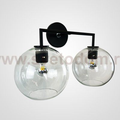 Бра RH Utilitaire Globe Shade Double Sconce Black ImperiumLoft 123272-22