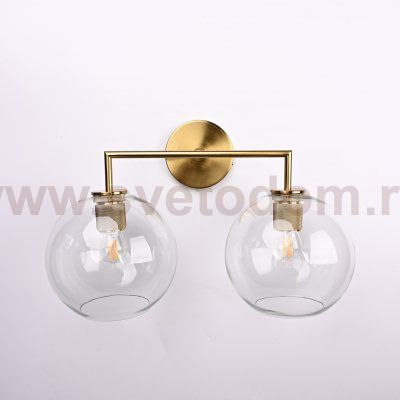 Бра RH Utilitaire Globe Shade Double Sconce Brass ImperiumLoft 123273-22